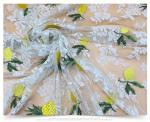 2018 Summer Newest Style Pineapple Embroidery Fabric 140cm wide for wedding