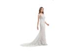White Elegant European Style Evening Dresses Gown Lace Embroidery Sweep Train