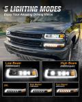 22 x 19.25 x 7 inches LED Headlamps Assembly for Replacement DRL Turn Signal Hi