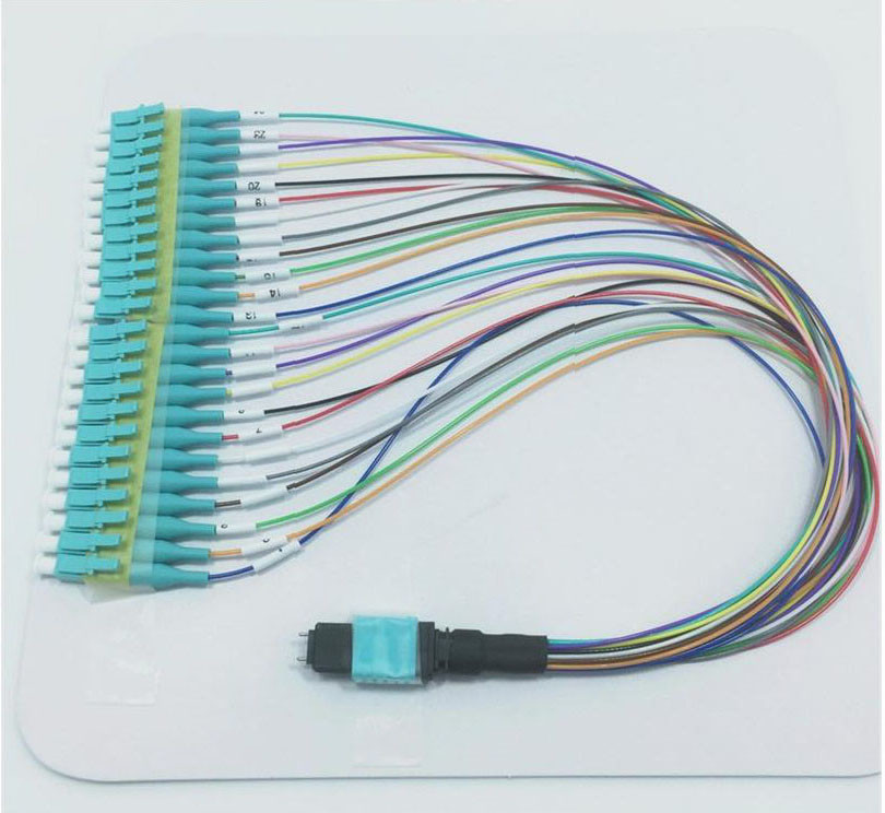 24 Cores Fanout Mpo To 24 Lc Optical Patch Cord , Mpo Patch Cord Fiber Optic