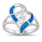 925 Sterling Silver Greek Design Jewelry , Blue Opal Meandros Engagement Wedding