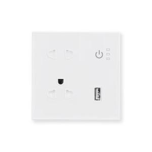 China Tuya Wireless Mobile Phone Remote Control Smart Wall Plug Socket Supports Google&amp;Alexa Voice Connection factory