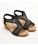 BS150 Wedge Heel Sandals Women'S Summer New Fashion Elastic Band Mid-Heel Fish