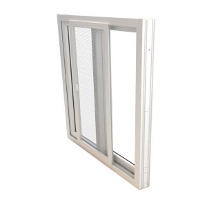 China 80mm UPVC Double Glass Sliding Window With Screen Net And Crescent Lock factory