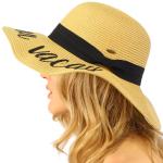 Printed Logo Fun Verbiage Wide Brim Floppy Beach Hat , 4" Summer Straw Hats