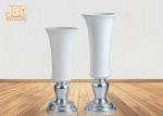 White Fiberglass Floor Vases Homewares Decorative Items Silver Leaf Footed Table