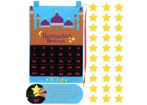 China Wall Hanging Felt Holiday Decorations 30 Days Countdown Eid Mubarak Blue factory