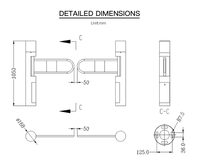 Smart Swing Barrier Turnstile Gate Support Barcode ID / IC Card