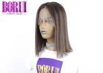 180% Density Mix Color Virgin Hair , Straight Pre Plucked Full Lace Wig