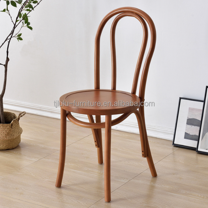 Solid Wood Sturdy Event Wedding Chairs Rattan Wooden Stackable Dining Chair