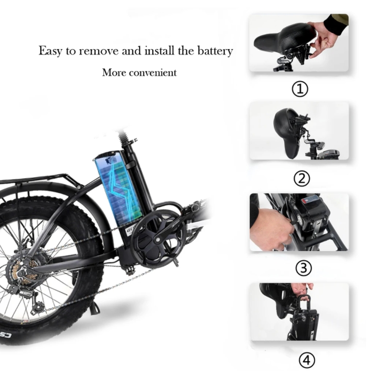 20 Inch Fat Tire Electric Folding Bike 48V 750W 7 Speed Foldable E Bikes