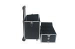 Aluminum Makeup Trolley Case Black Rolling Aluminium Cosmetic Case With Two
