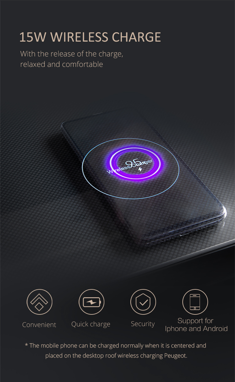 Mini Side Table Drawer Beer Beverage Cooler with Tempered Glass and Wireless Charging