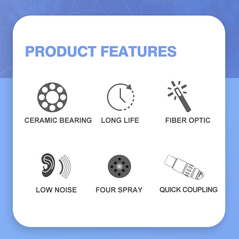 Push Button Dental Turbine Handpiece Fiber Optical Source High Speed 350000rpm
