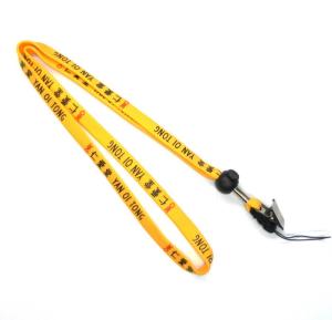 China Identification Yellow Durable Tube Lanyards Personalised Neck Strap With Metal Clip factory