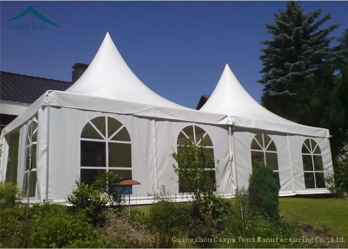 Outdoor Emergency White Pagoda Tents Waterproof Fire Resistant Pvc Roof Pretty