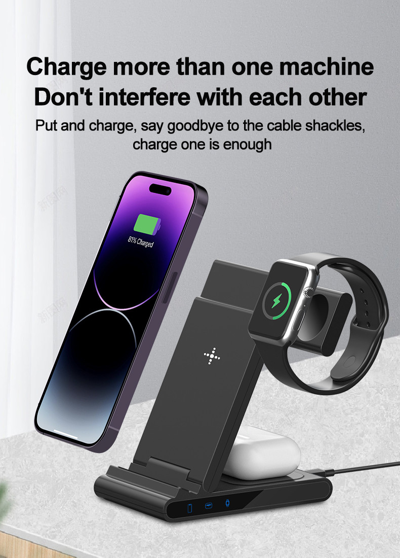 3-In-1 Multifunctional Foldable Wireless Charging Stand for Smartphones