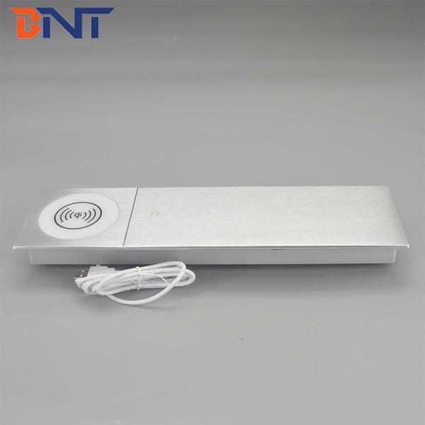 Office table mounted new design sliding cover socket with wireless charger