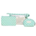 Women Portable Canvas Plastic Travel Toiletry Pouch Set