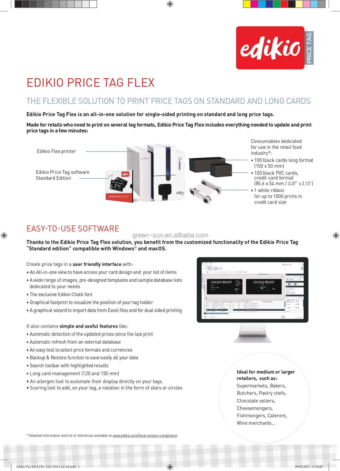 Feeder Capacity 50 Cards Color Print Speed 135 Cards/hour Evolis Edikio FLEX Tag Printer