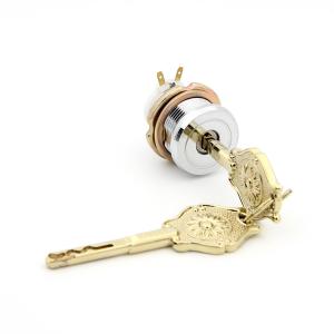 China On / Off High Security Cam Lock Key Switch Golden Color Plated Fashionable factory