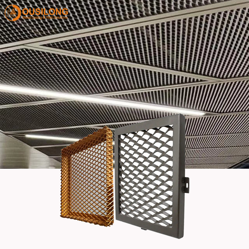 Metal Mesh Grid Plate Commercial Ceiling Tiles for Building Interior Decoration