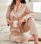 Luxury 2 Piece Set Sleepwear Girl Long 100% Silk Pyjama Satin Washable For Women