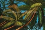 Hand Painted Hawaiian Artwork Paintings , Coconut Trees Landscape Oil Painting