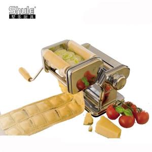China Samosa Empanada Shule Pasta Maker Machine Hand Crank Ravioli Maker 430 SS With Double Cutter factory