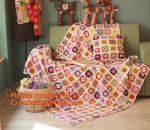 Nordic Hand-woven crochet hook Daisy striped blanket, Cashmere knitted blanket,