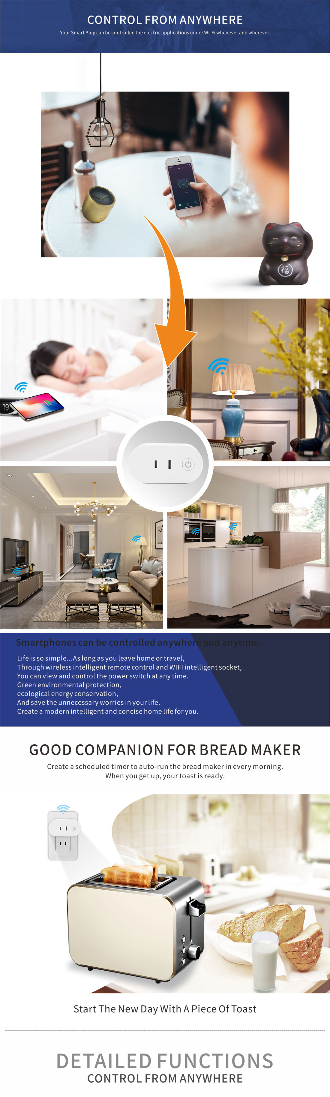 Japanese Standard 15A Wi-Fi Smart Plug with Power Metering