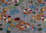 Floral Multi Colored Lace Fabric Used Polyester Yarn Embroidered On Nylon Mesh