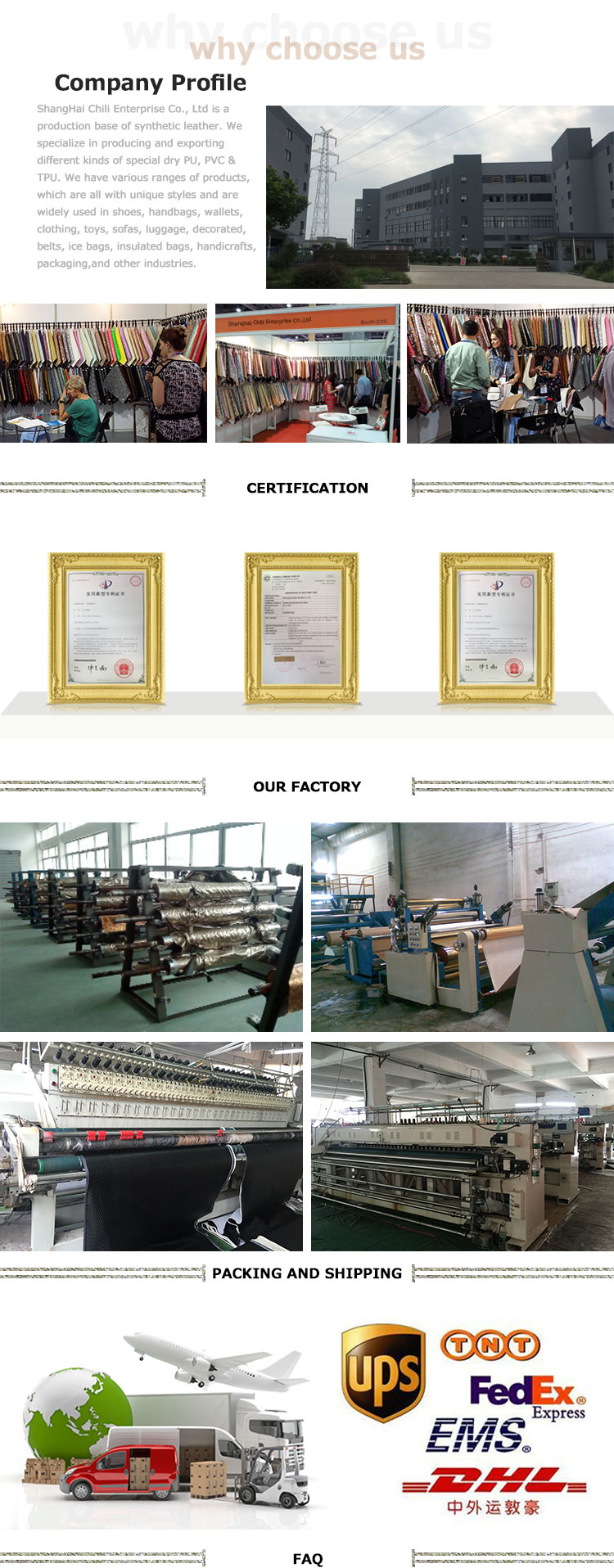 OEM Synthetic Leather Fabric Waterbase Vegan Smooth Tough Flexibility Foiled
