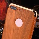 3 in 1 Hard PC Plating Border Wood Grain Cell Phone Case Cover For iPhone 7 7