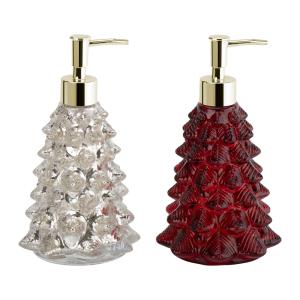 China Christmas Tree Shape Bath Soap Dispenser Glass Hand Soap Dispenser For Bathroom Gold Color factory