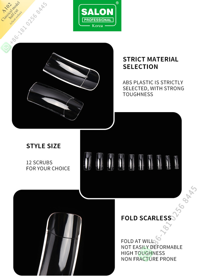 Custom Logo Nail Quick Building Extension Tool Full Cover Long Clear False Nail Tips Artificial Fingernails