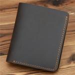 Fashion Style Custom Handmade Crazy Horse Leather Men's Short Bifold Wallet for