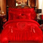 100% Cotton Solid Color Velvet Lace Bed Duvet Cover Fitted Skirt Sheets 4pcs