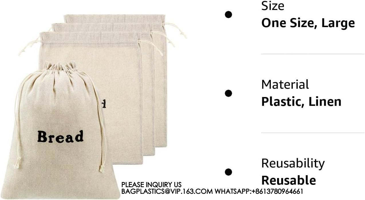 Burlap Linen Bread Bag Cloth Bread Bags, Linen Bread Bags Large Reusable Bread Bags For Homemade Bread Sourdough