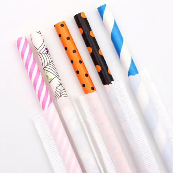 China Compostable Natural Individually Wrapped Paper Straws With Non Toxic Ink factory