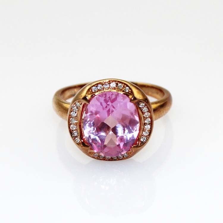 Rose Gold Plated 925 Silver Jewelry 9mmx11mm Pink Cubic Zircon Ring(F50)