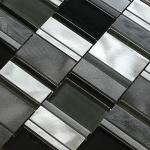 Black clear glass mix metal mosaic brush finished for silent decoration