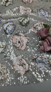 China Sequin Embroidered Lace Fabric Shining 100% Polyester Sequin Lace Fabric factory
