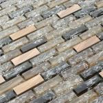 Brown rectangle crack crystal glass mix metal mosaic tile kitchen backsplash