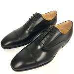 Black Mens Leather Dress Shoes / Men Business Casual Shoes Lace Up Closure Type