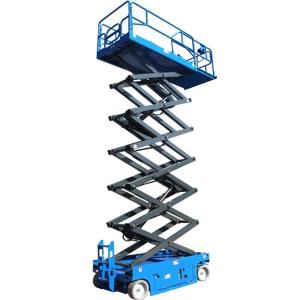 China 8 - 10m Electric Hydraulic Scissor Lift Platform Four Wheel Aerial Work Lift factory