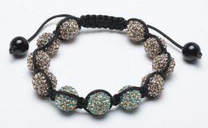 China Shamballa Bracelet, Cyan &amp; Citrine Crystal Pave Beads factory