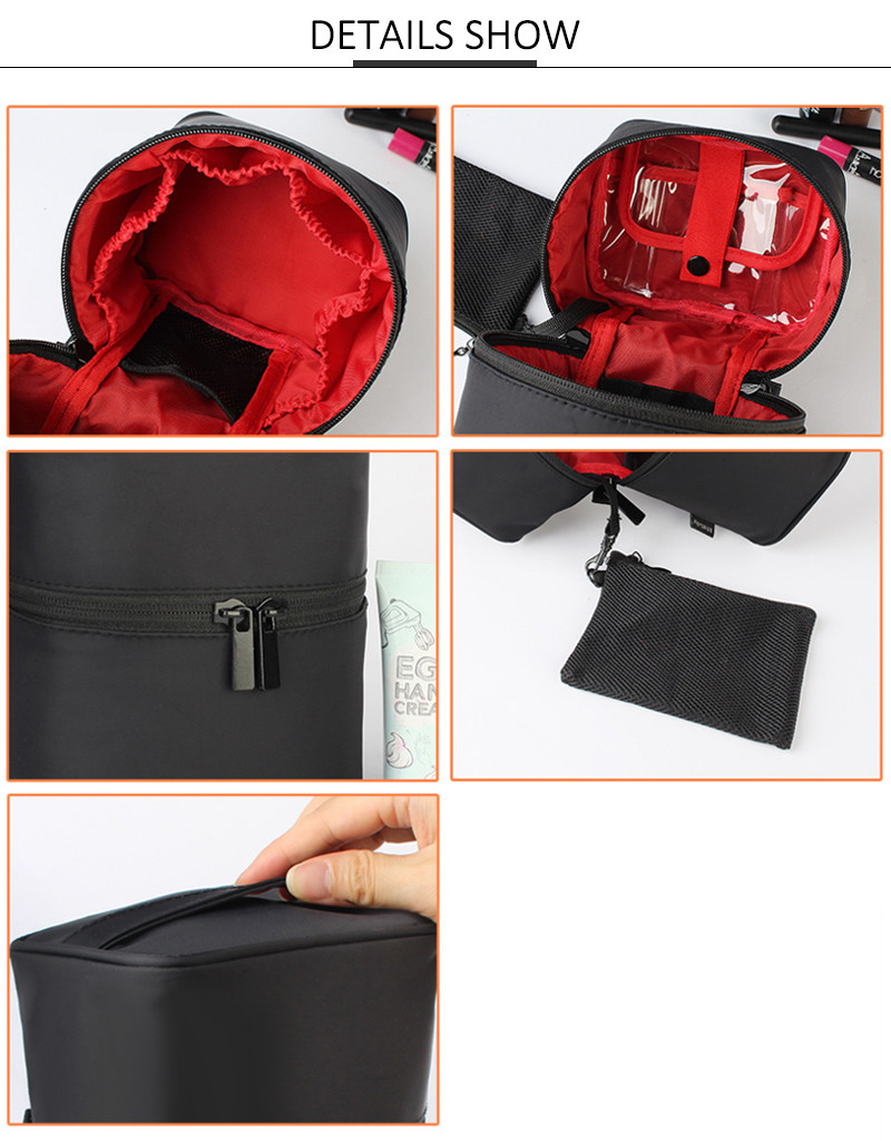 Professional Custom Pure Color Black Ladies Toiletry Bag Case