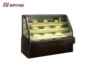 China Curved Glass Cake Display Fridge , Marble - Base Upright Cake Showcase factory