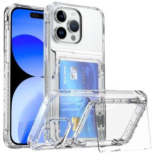 China 100% Test Clear Shockproof TPU PC Card Slot Back Cover for iPhone 15 14 13 Pro Max factory